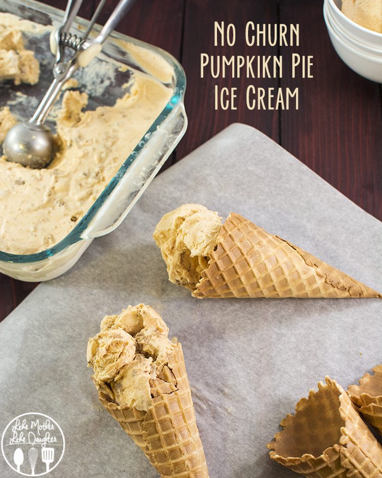 No Churn Pumpkin Pie Ice Cream - This creamy pumpkin pie ice cream is simple, no churn, and only has a few ingredients. It tastes just like a delicious slice of pumpkin pie topped with whipped cream!