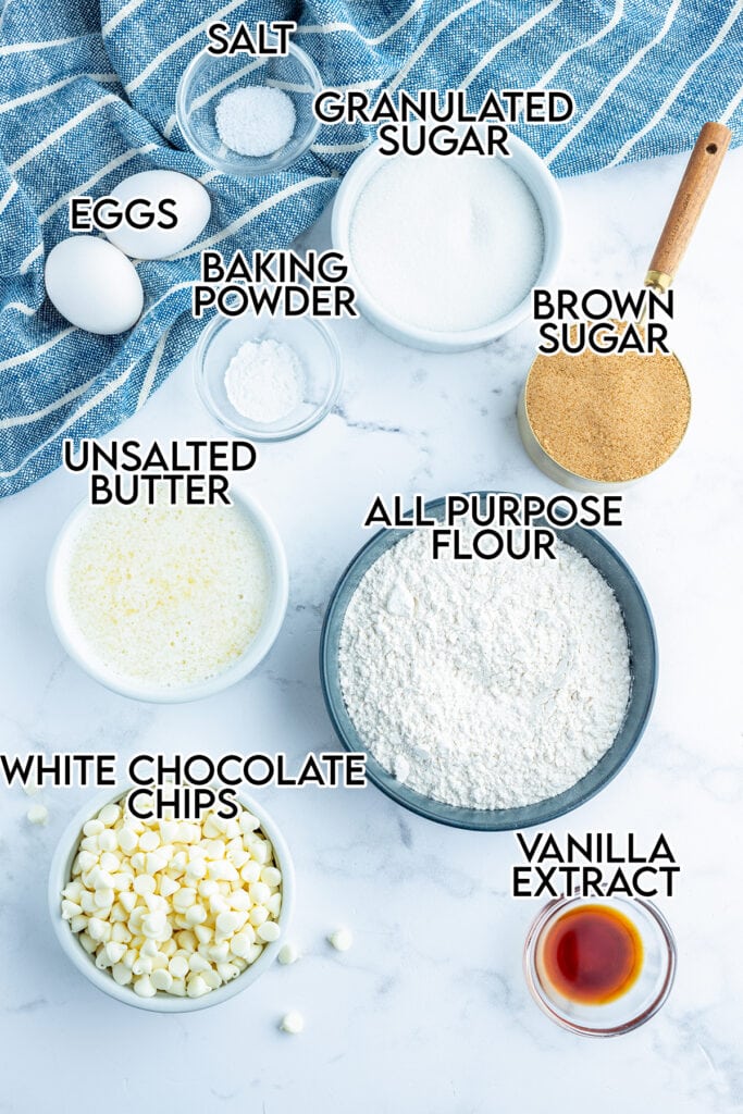 The ingredients needed to make blondies.