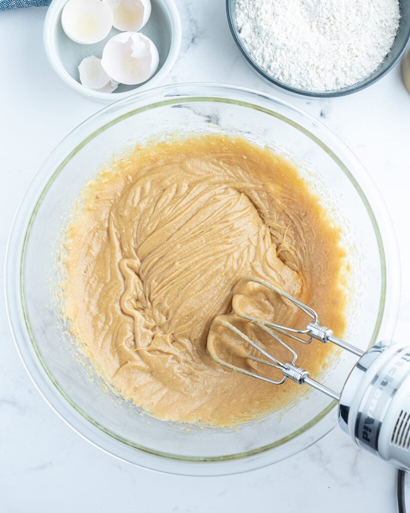 A wet cookie dough batter without flour added.