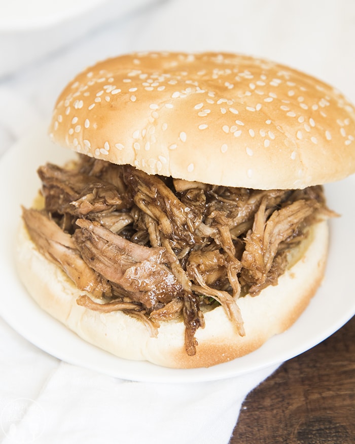 Brown Sugar Balsamic Pork bursting full of flavor, that is perfect for sandwiches, over rice or plain!