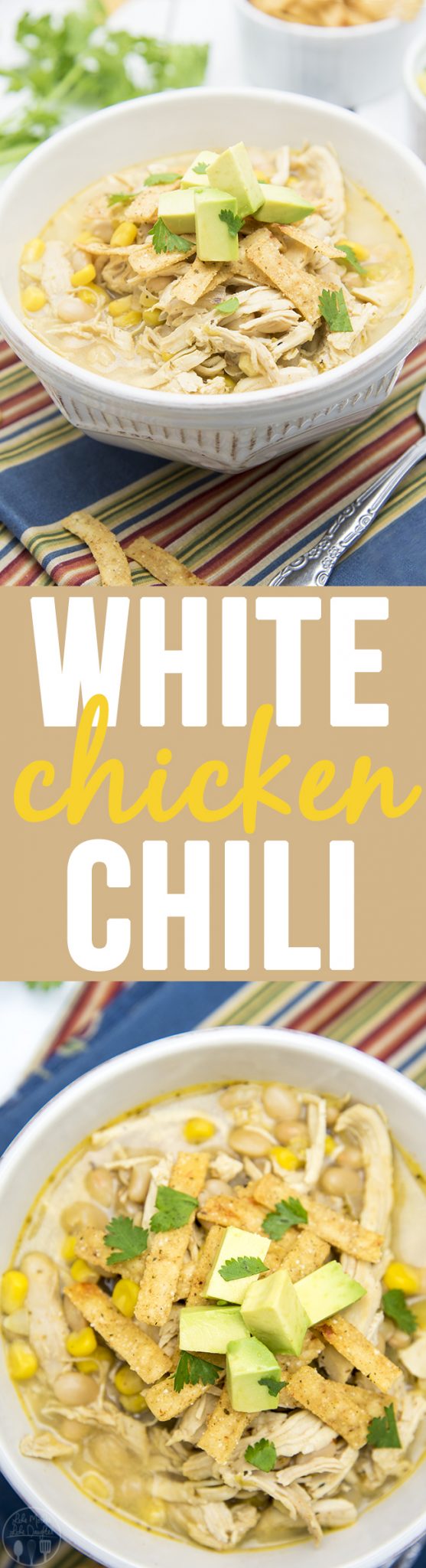 White chicken chili collage with text overlay that reads white chicken chili.