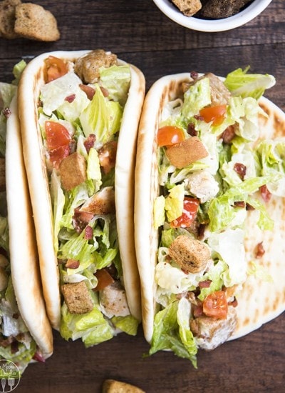 Pitas full of chicken and caesar salad.