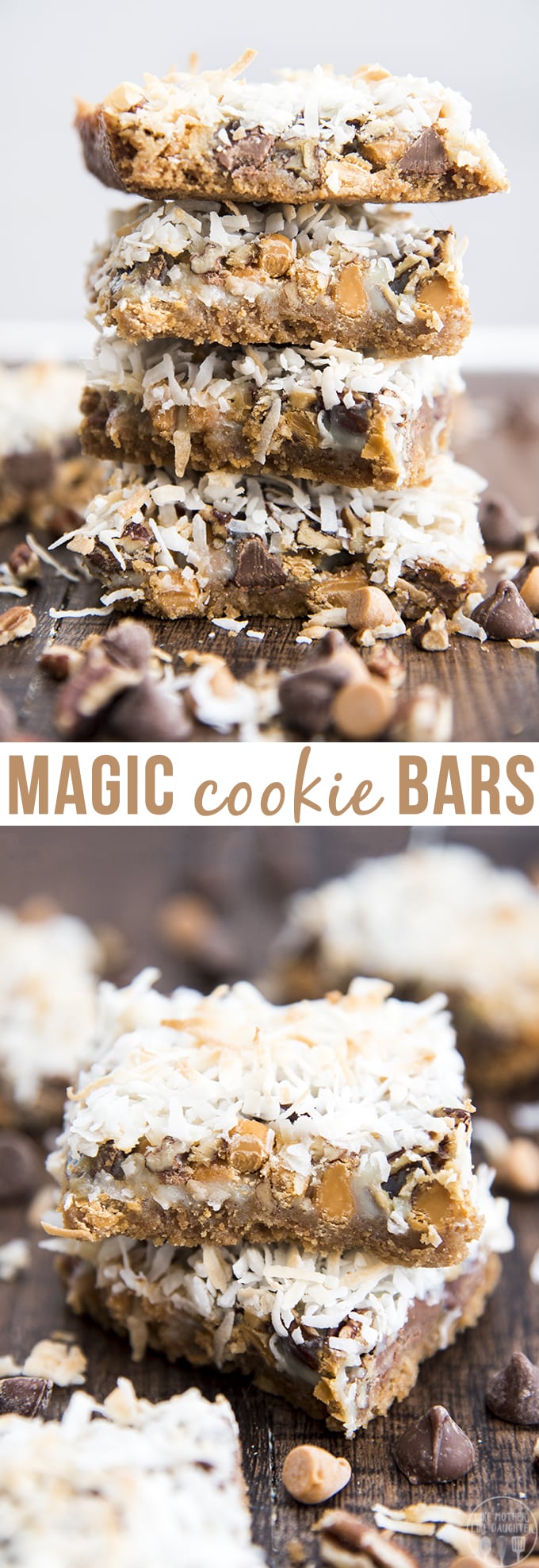 Title card for magic cookie bars with text.