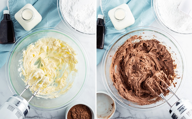 Two photos how to make buttercream frosting