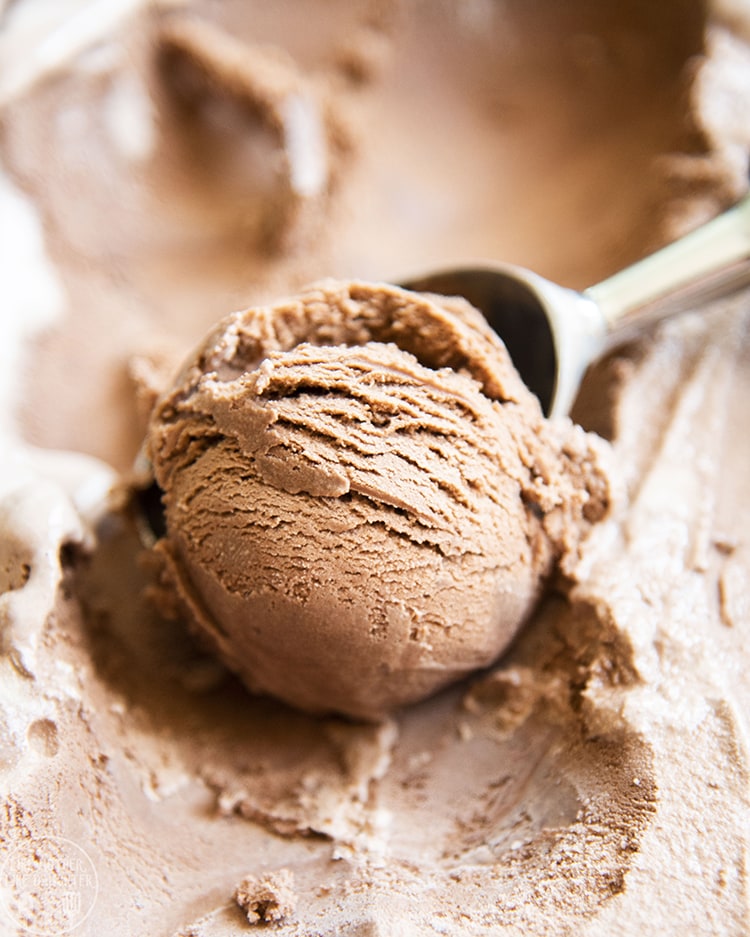 A scoop of rich chocolate ice cream