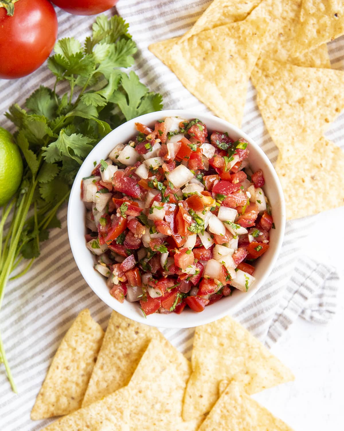 A bowl of homemade salsa.