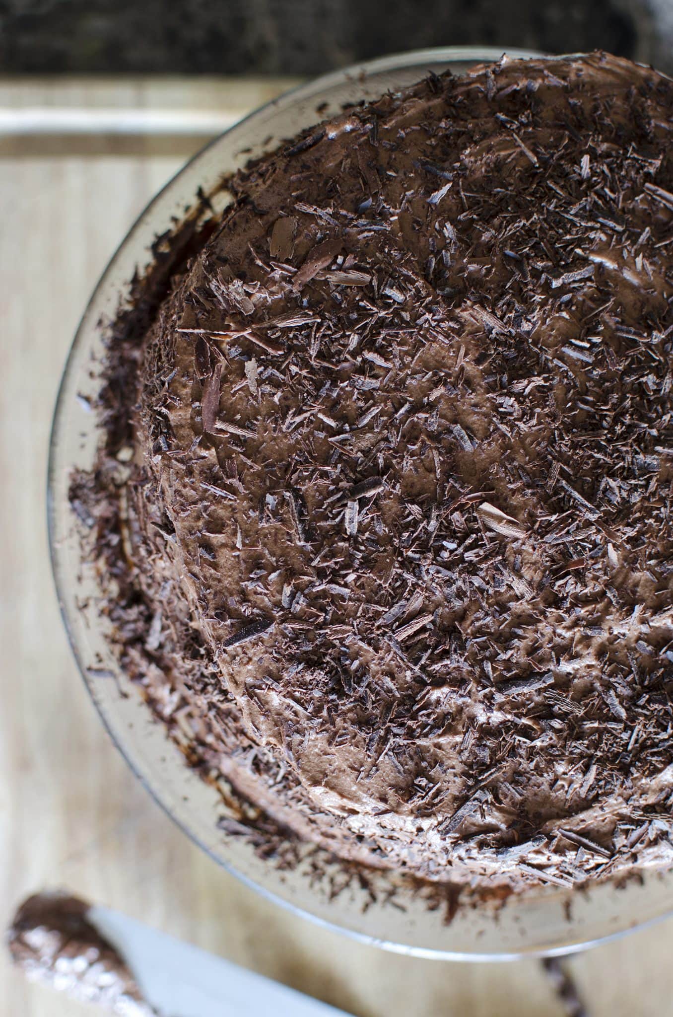 Chocolate cake on a cake stand