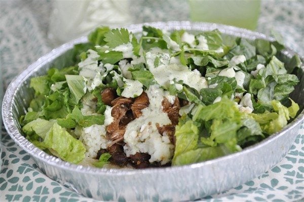 Front view of cafe rio salad copycat.