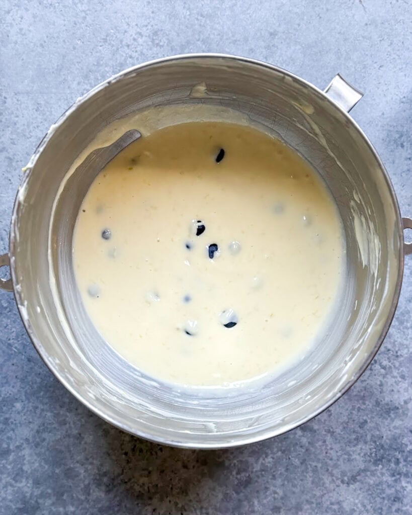 Cheesecake filling in a bowl. 