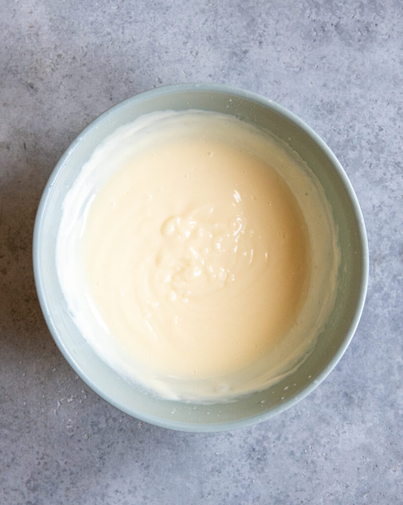 A bowl of pudding.