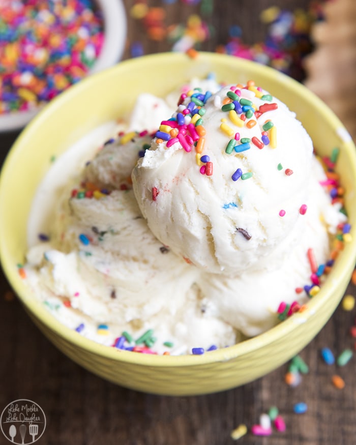 This cake batter ice cream recipe is only 5 ingredients and so easy and delicious! 