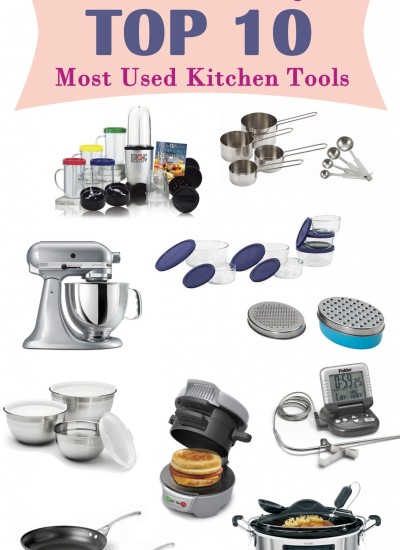 Collage view of most used kitchen tools.