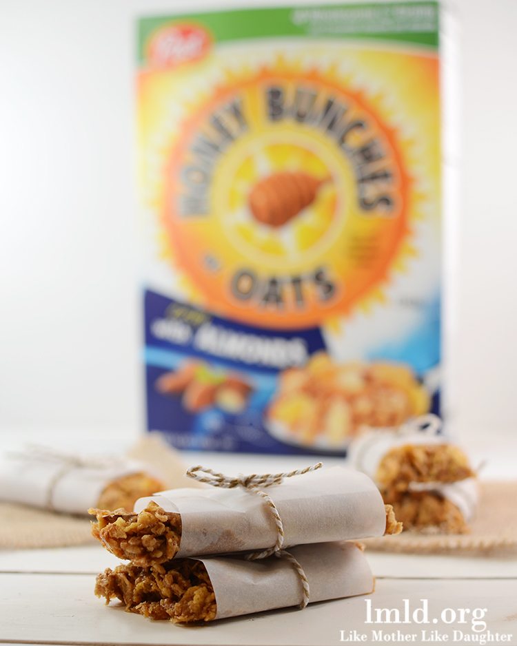 Front view of peanut butter and honey bunches of oats granola bars.