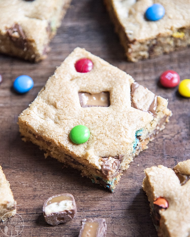 Cookie Bars filled with Chocolate Candy pieces
