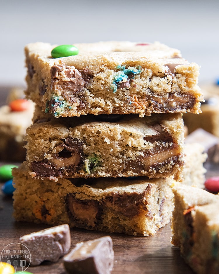 Candy Bar Cookie Bars are the perfect way to use leftover Halloween candy