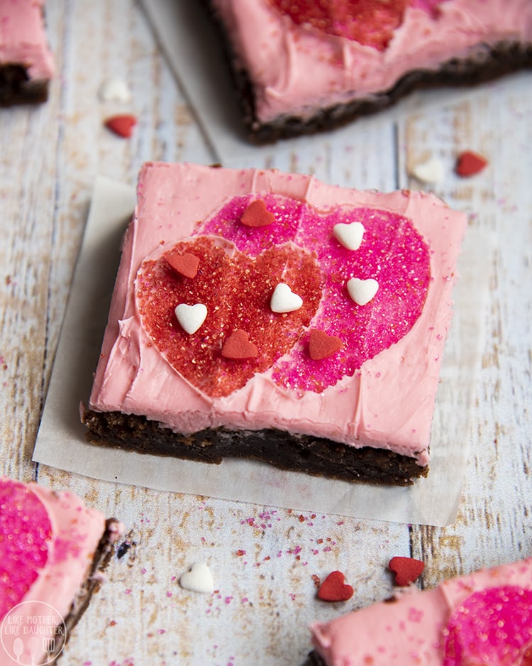 Brownies with heart sprinkles are perfect for Valentine's day
