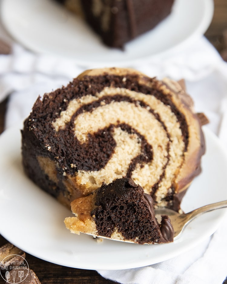 Chocolate Peanut Butter Bundt Cake - Like Mother Like Daughter