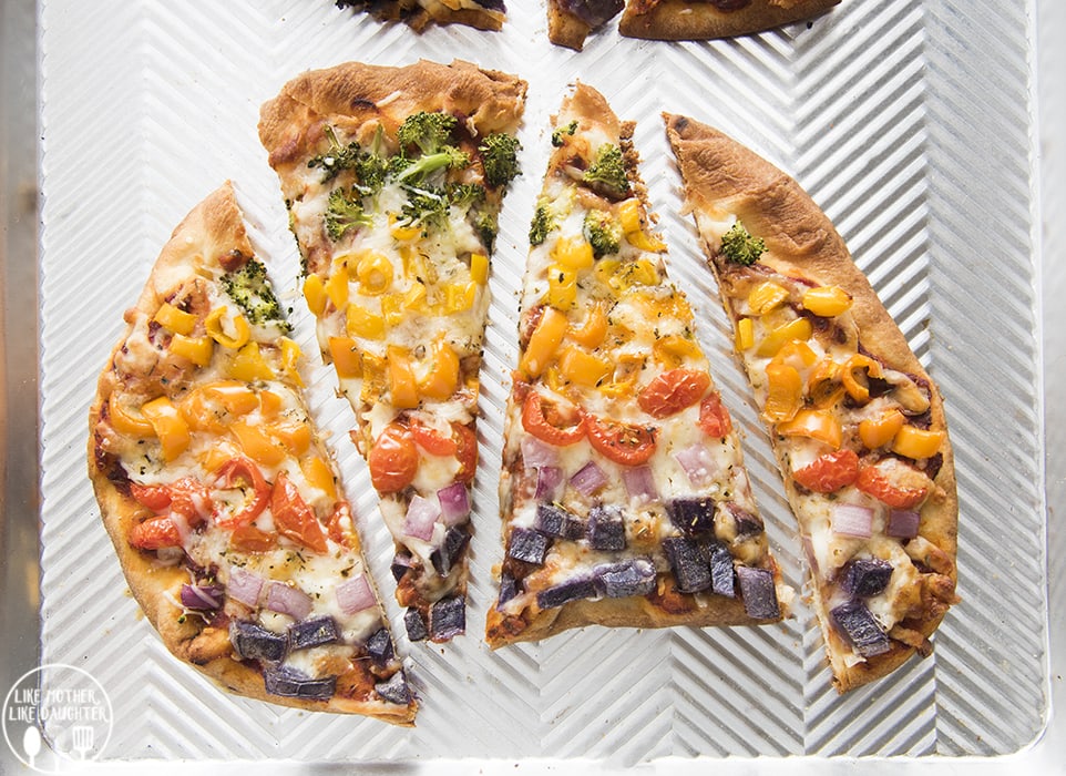 Veggie Pizza Recipe with rainbow vegetables