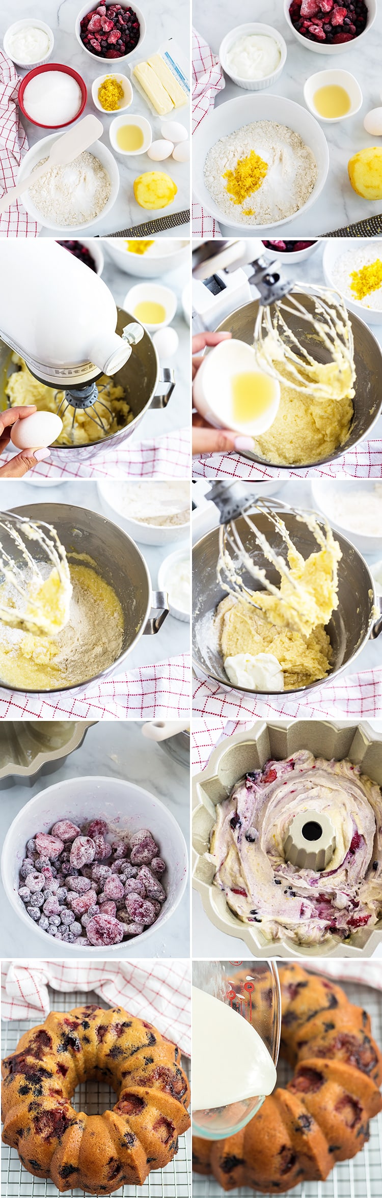 Step by Step Photos How to make a Lemon Berry Bundt Cake.
