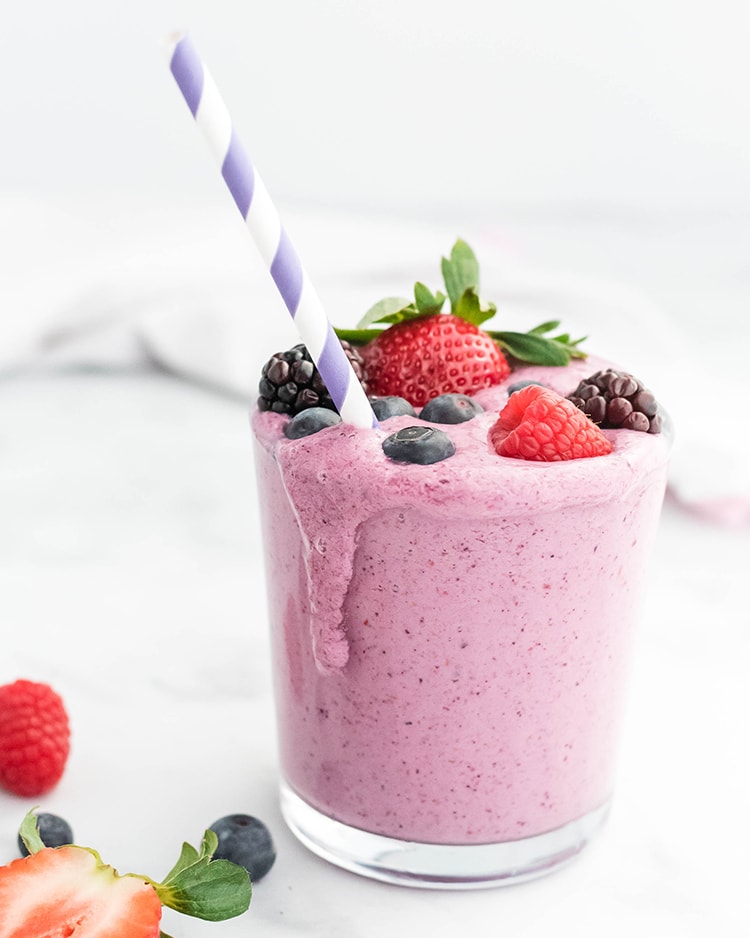 Mixed Berry Julius Smoothie with fresh berries on top