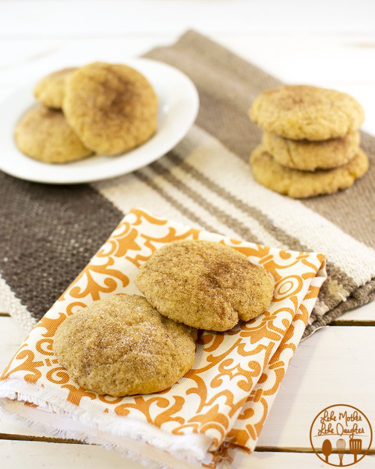 Pumpkin cookies topped with cinnamon sugar.