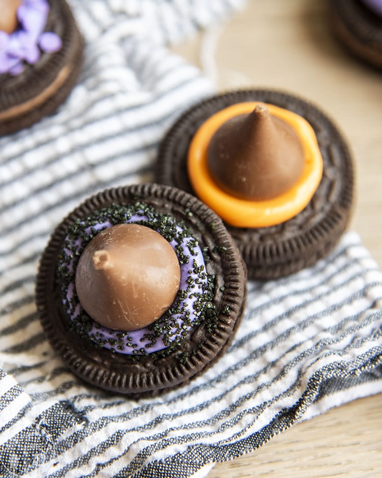 Cookies decorated like witches hats