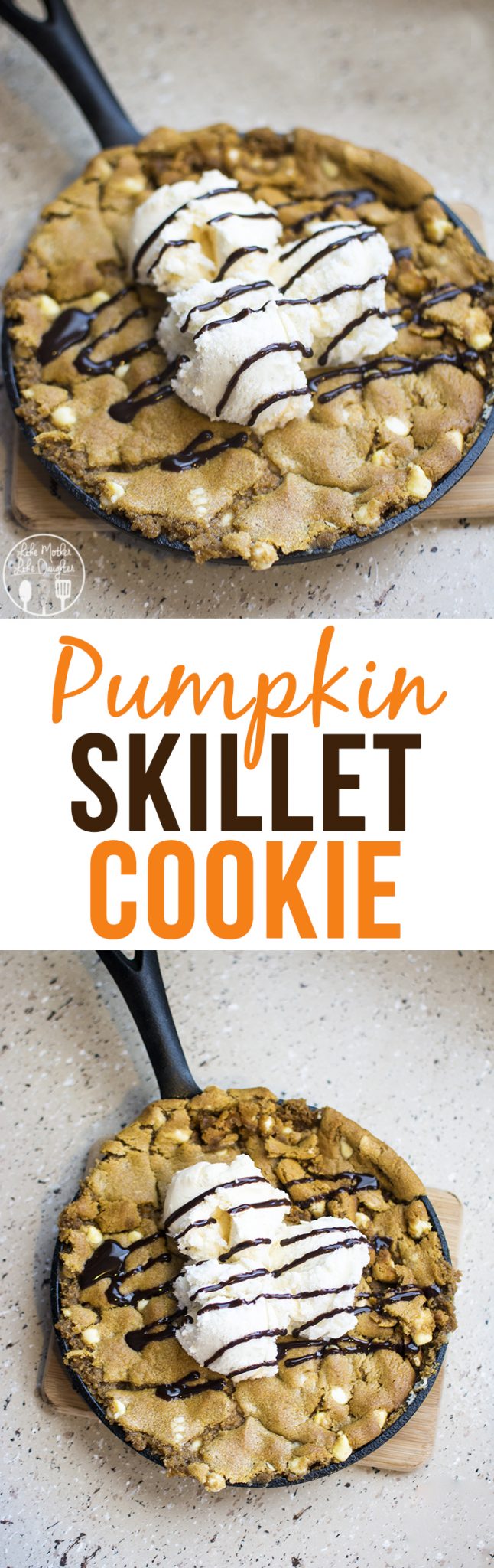 Pumpkin Spice Skillet Cookie - an easy 2 ingredient dessert that is ready in 15 minutes for the perfect fall treat!