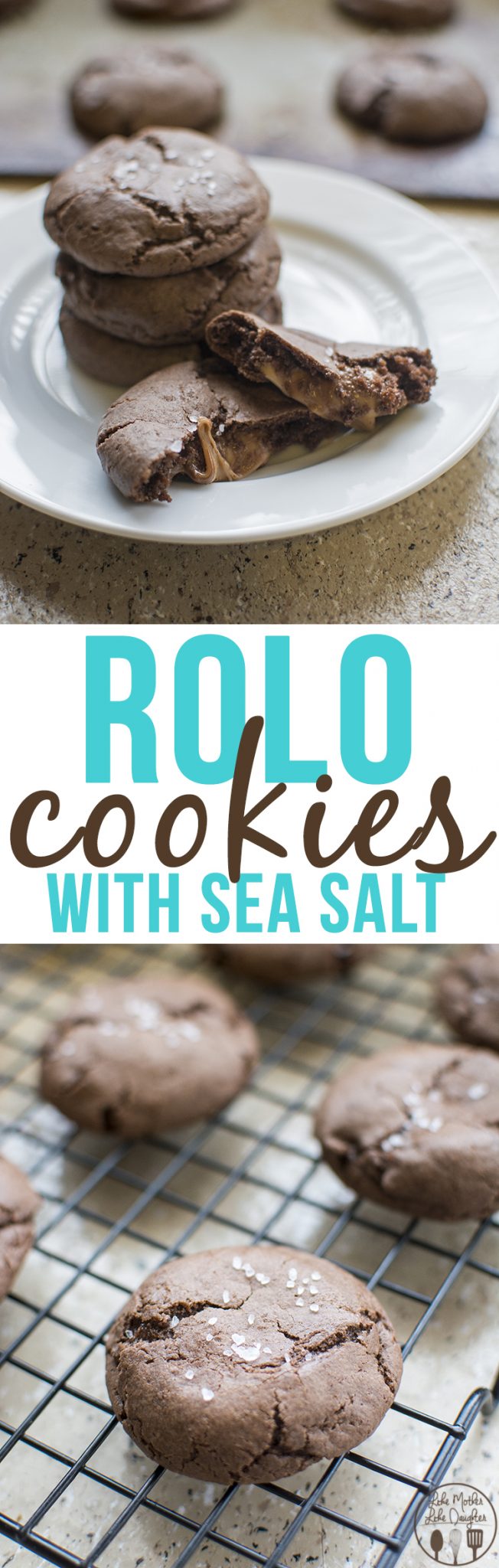 Title card for rolo cookies with sea salt with text.
