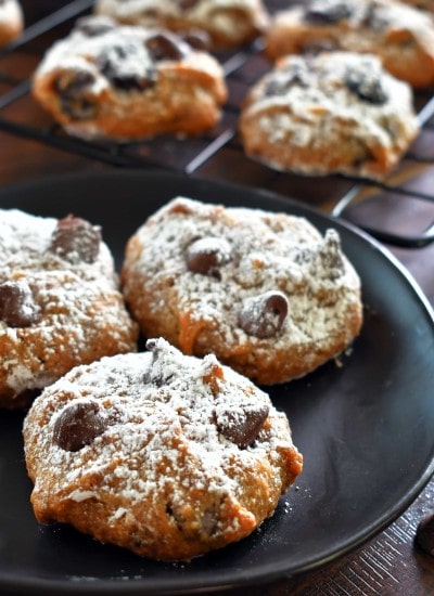 Persimmon Chocolate Chip Cookies are a fruity cookie made from persimmon puree, a dash of cinnamon, flavorful craisins, and chocolate chips.