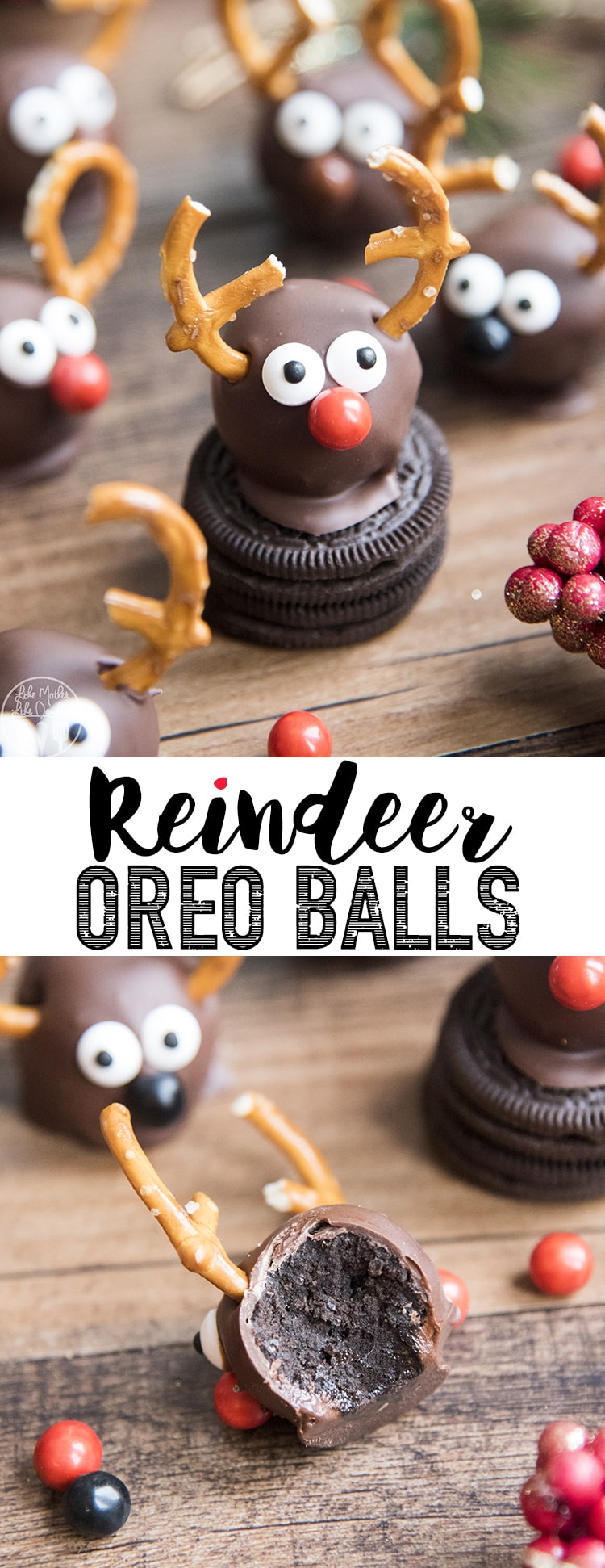 Reindeer Oreo Balls are such a cute and fun Christmas treat. Oreo truffles dipped in chocolate and made to look like Reindeer!