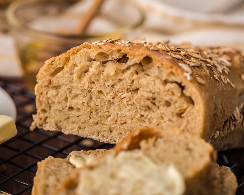A loaf of oat flour bread