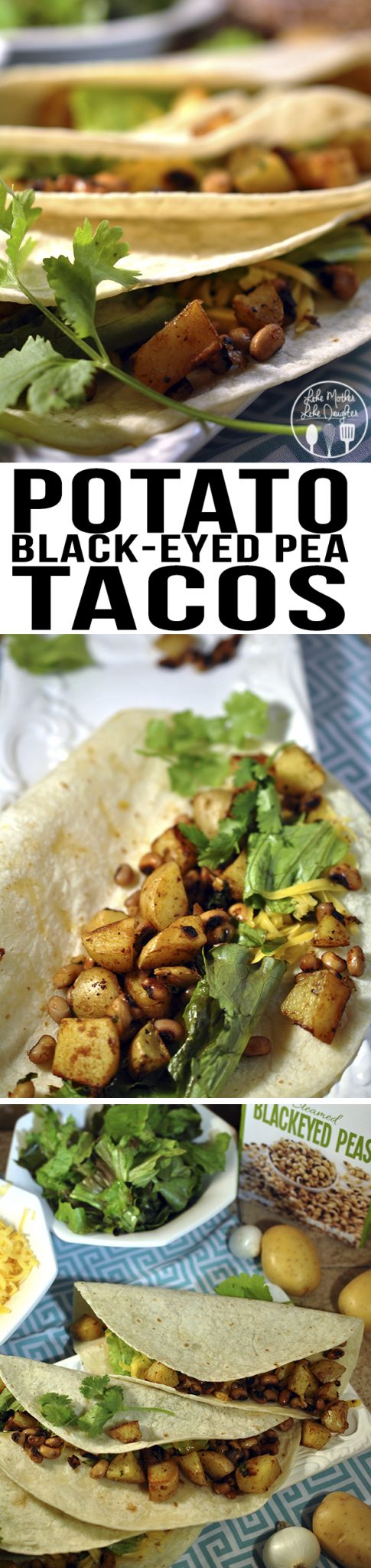Title card for potato black-eyed pea tacos.