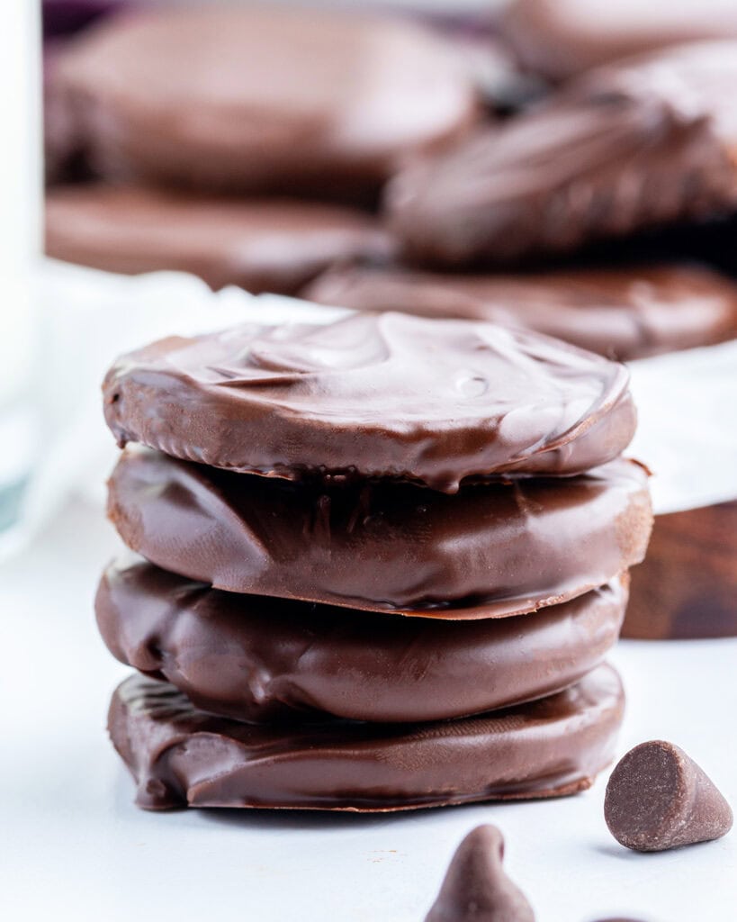 A stack of homemade thin mints.