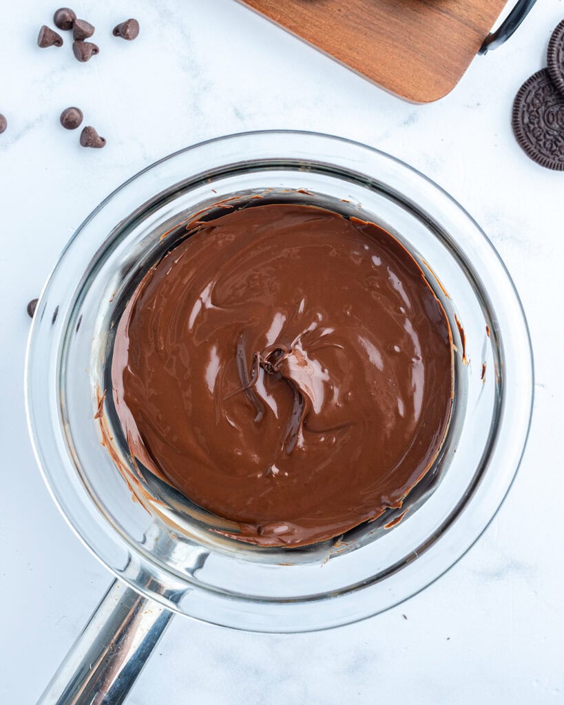 Melted chocolate in a bowl.