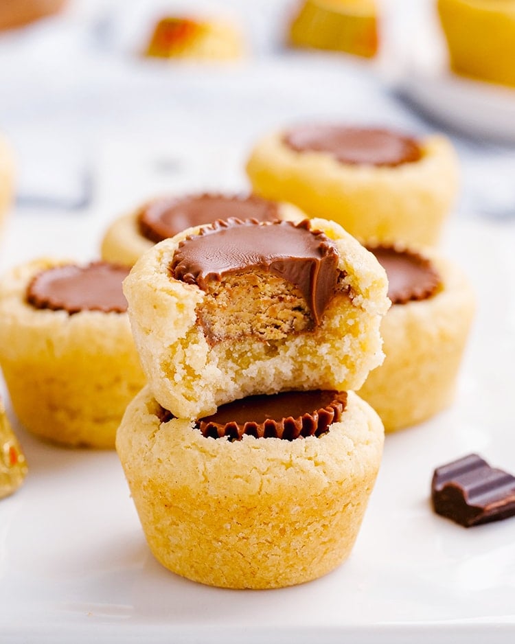 A peanut butter cup inside a cookie