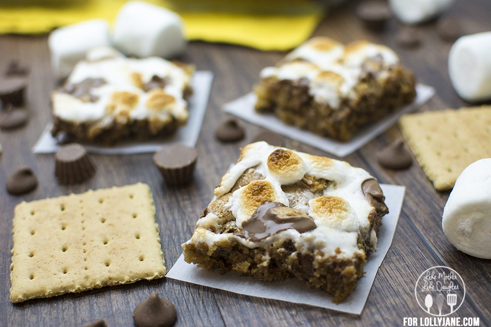 smores peanut butter cookie bars