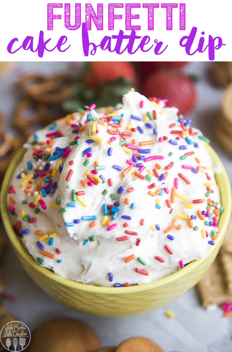A bowl of funfetti dip with sprinkles on top.
