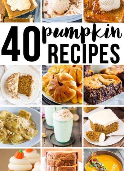 Title card for 40 pumpkin recipes collage images.