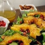 Angled view of roasted autumn squash salad.