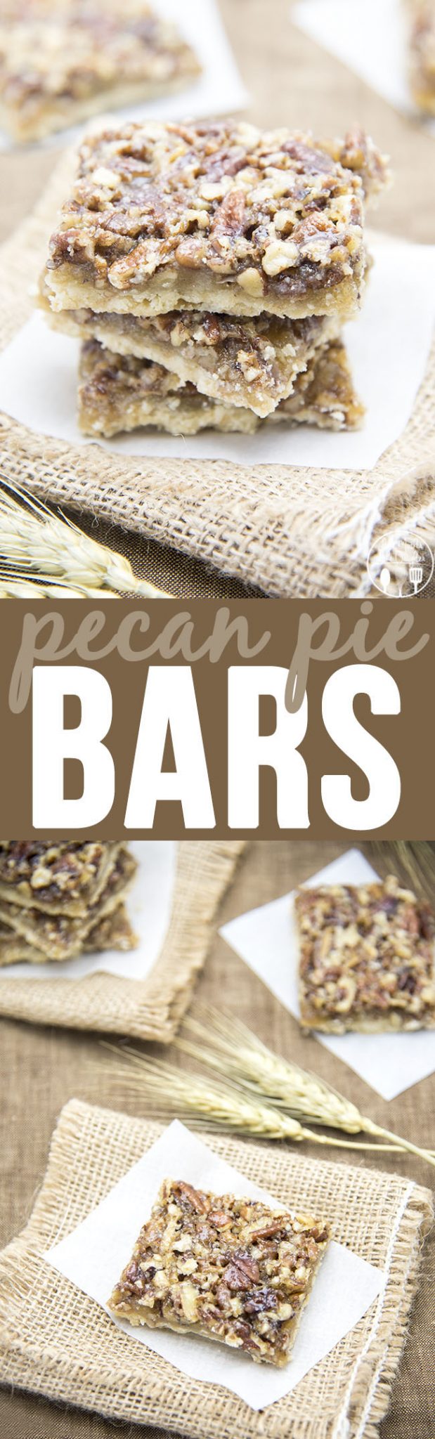 Pecan Pie Bars - With a crumbly buttery crust and a sugary sweet pecan pie topping these bars have the same great taste of pecan pie in bar form!