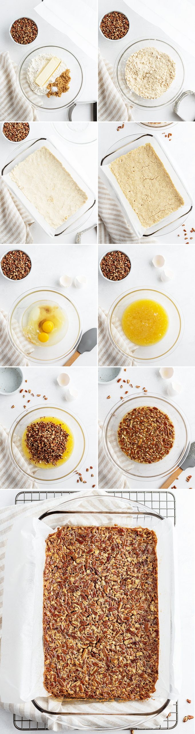 Step by step photos how to make pecan pie bars