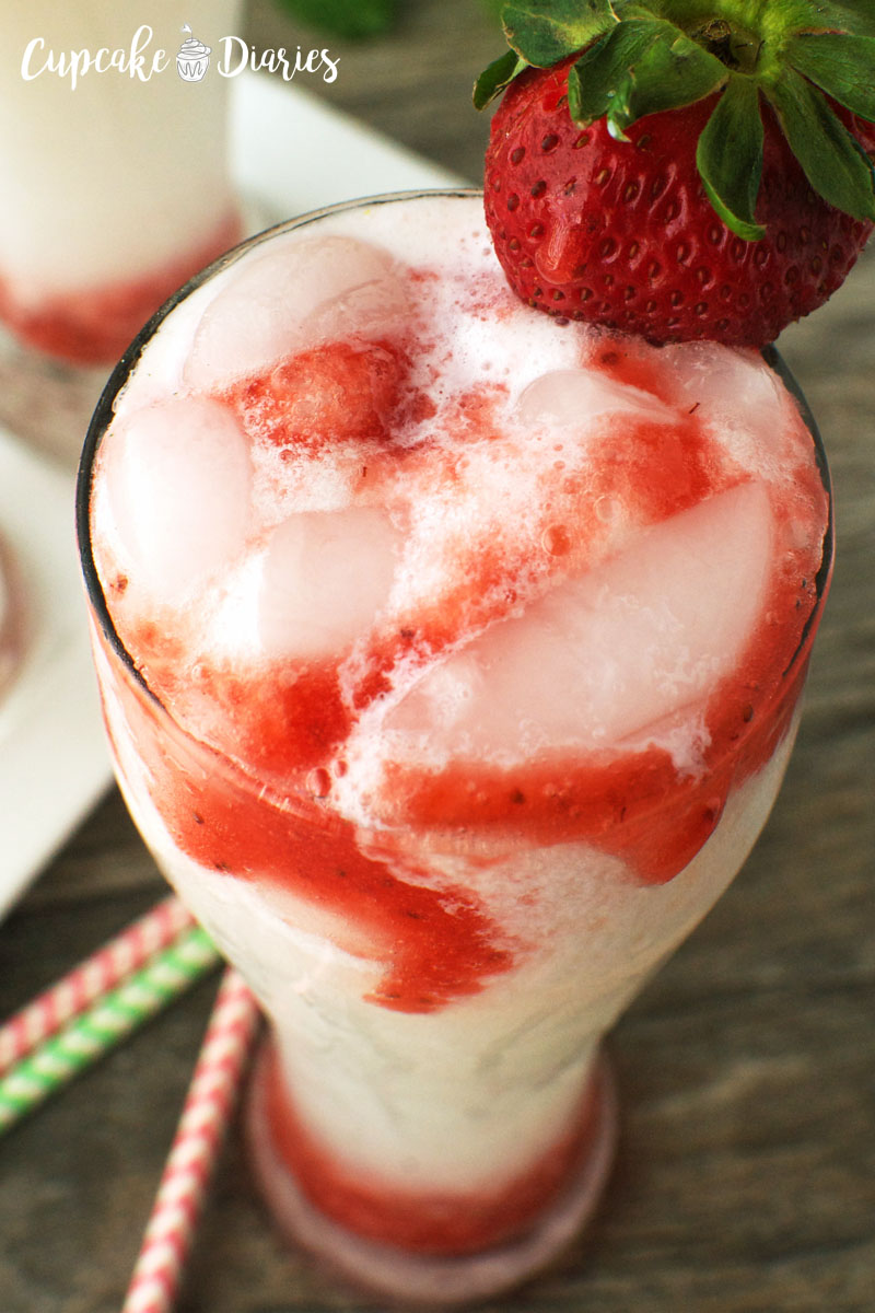 Above image of strawberries and cream sodas.