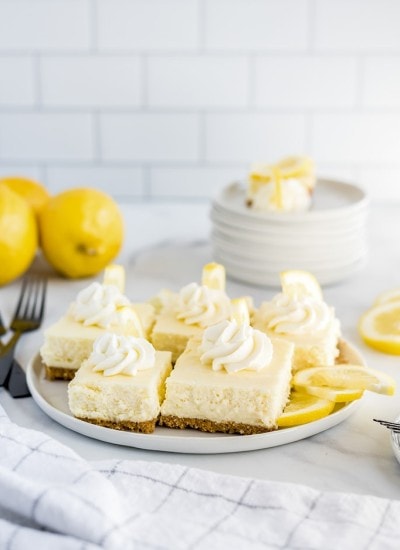 Lemon Cheesecake Bars on a plate