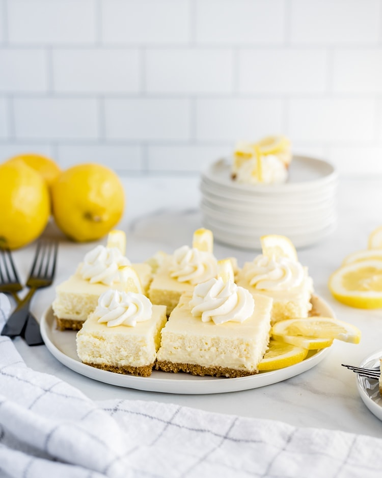Lemon Cheesecake Bars on a plate
