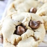 Close up image of amaretto chocolate chip cookies.