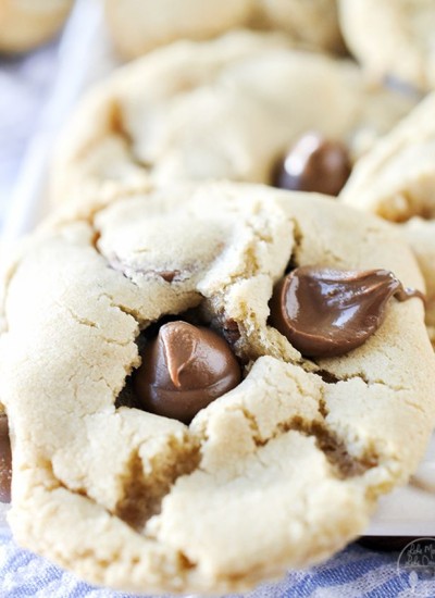 Close up image of amaretto chocolate chip cookies.