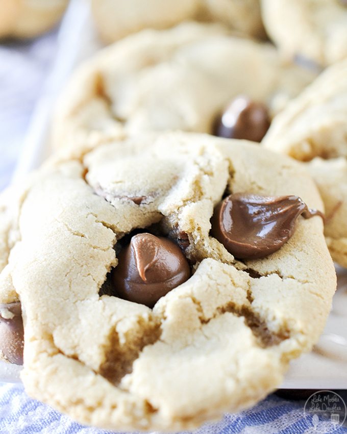 Close up image of amaretto chocolate chip cookies.