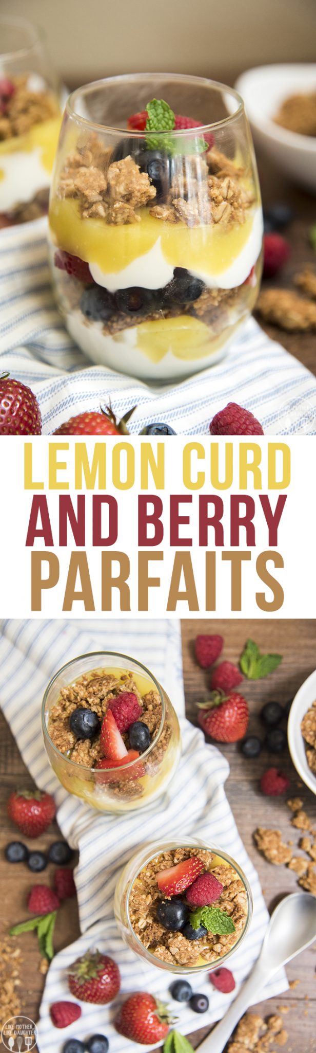 Title card of lemon curd and berry parfaits.