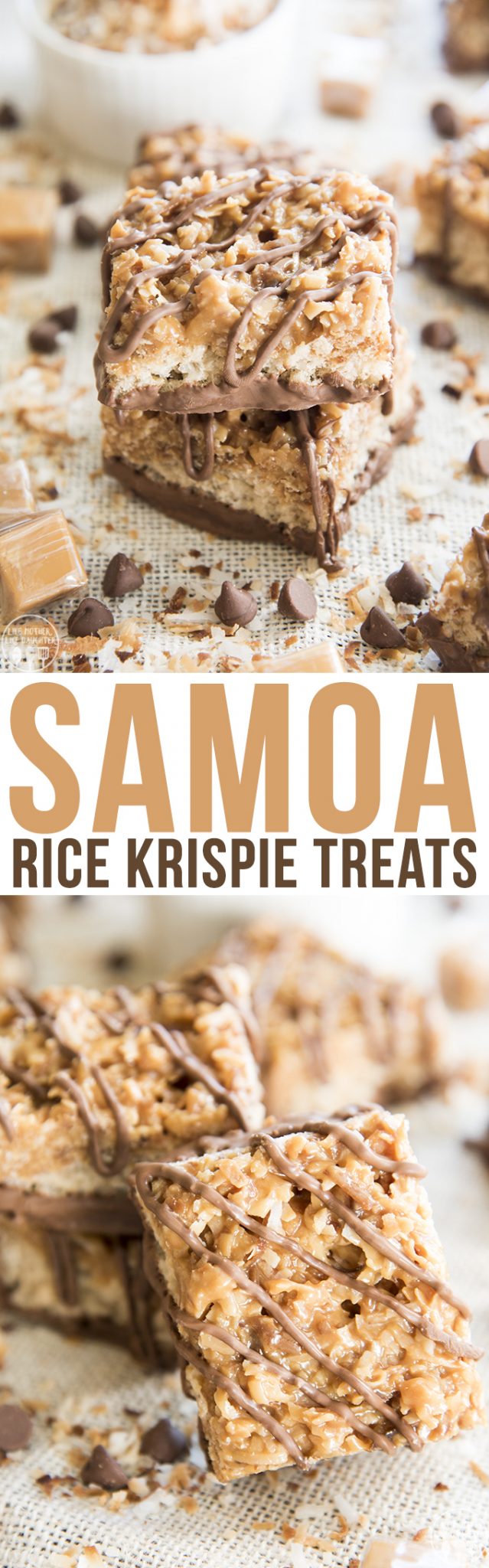Title image for Samoa Rice Krispie Treats.