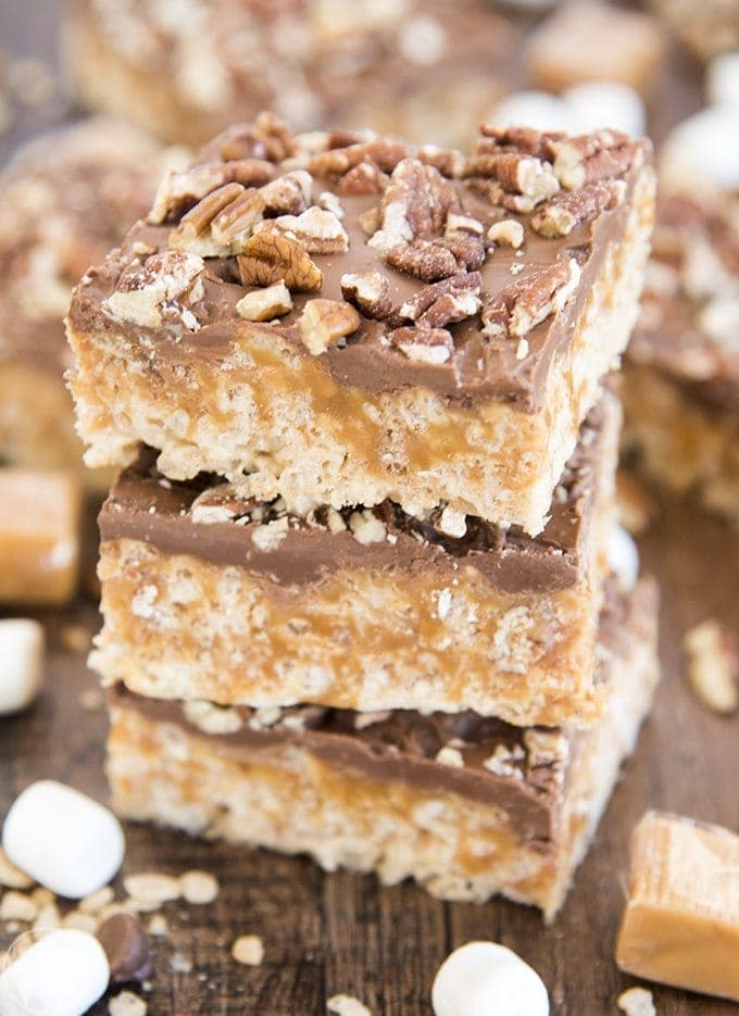 rice krispie caramel marshmallow bars